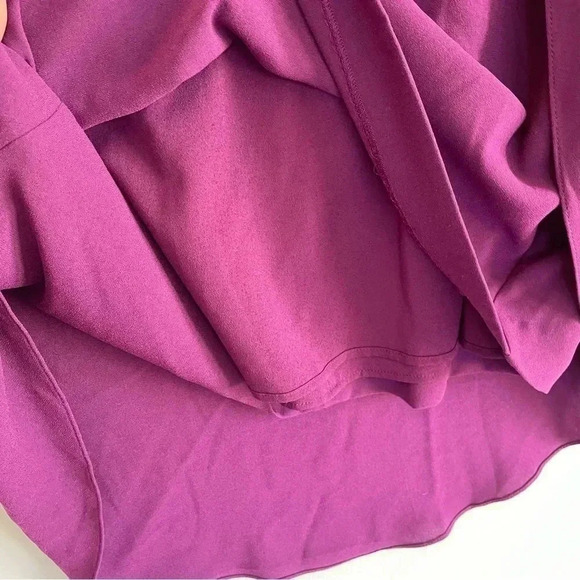 Halston Heritage Draped Mini Dress Purple Beaded Wrap Sleeveless Strapless 12 - Picture 9 of 13